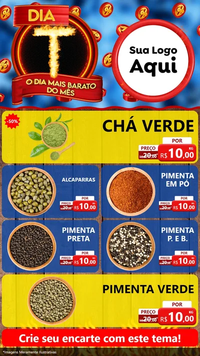Modelo de TV para TV Vertical com o tema Dia T - O Dia Mais Barato Do Mês para Produtos Naturais