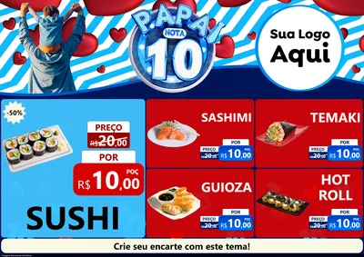 Modelo de Encarte para Encarte A4 Horizontal com o tema Papai Nota 10 para Comida japonesa