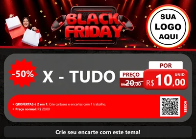 Modelo de Cartaz para Cartaz A4 Horizontal com o tema Black Friday para Hamburgueria