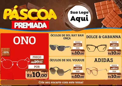 Modelo de Encarte para Encarte A4 Horizontal com o tema Páscoa Premiada para Óticas