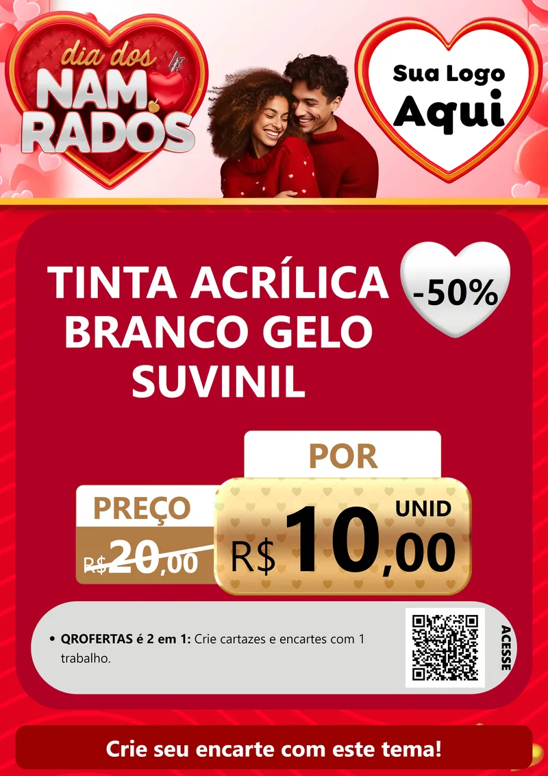 Modelo de Cartaz para Cartaz A4 Vertical com o tema Dia dos Namorados para Tintas e Ferramentas