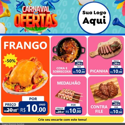Modelo de Rede Social para Feed Facebook com o tema Carnaval de Ofertas para Assados