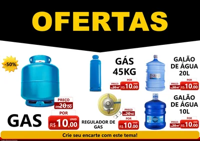 Modelo de Encarte para Encarte A4 Horizontal com o tema Ofertas Preto e Vermelho Cartaz para Água e gás