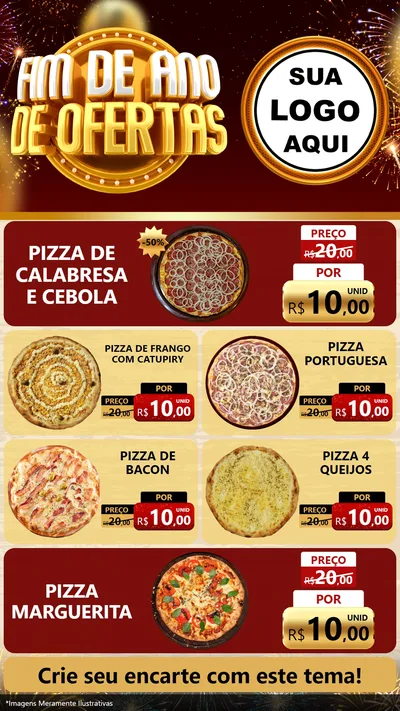 Modelo de TV para TV Vertical com o tema Fim de Ano de Ofertas para Pizzaria