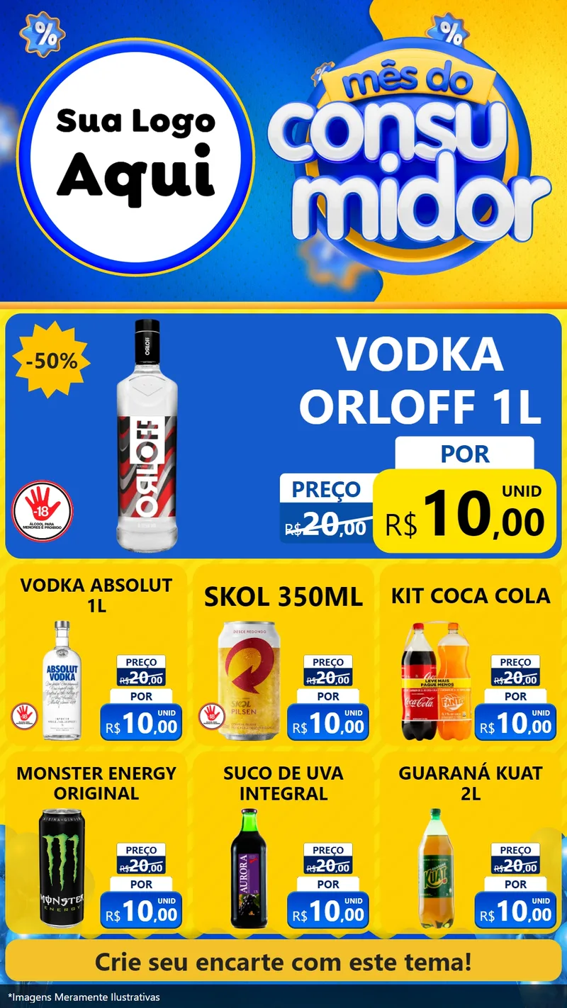Modelo de Rede Social para Stories com o tema Mês do Consumidor para Distribuidora de bebidas