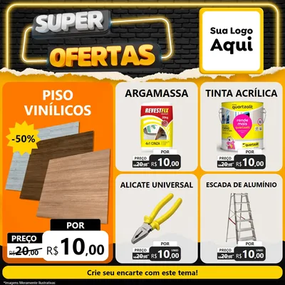 Modelo de Rede Social para Feed Facebook com o tema Super Ofertas para Material para Construção