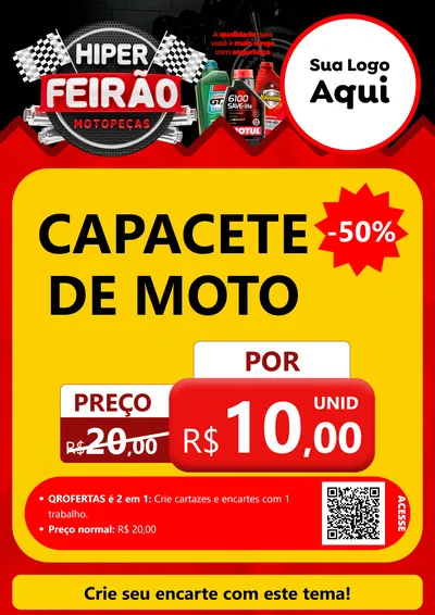 Modelo de Cartaz para Cartaz A4 Vertical com o tema Hiper Feirão - Motopeças para Moto peças