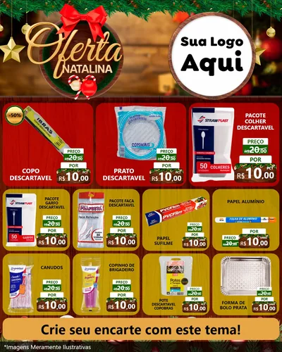 Modelo de Rede Social para Feed Instagram com o tema Ofertas Natalina para Embalagens