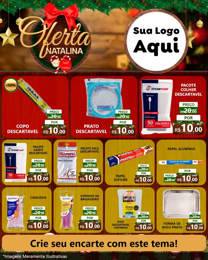 Modelo de Rede Social para Feed Instagram com o tema Ofertas Natalina para Embalagens