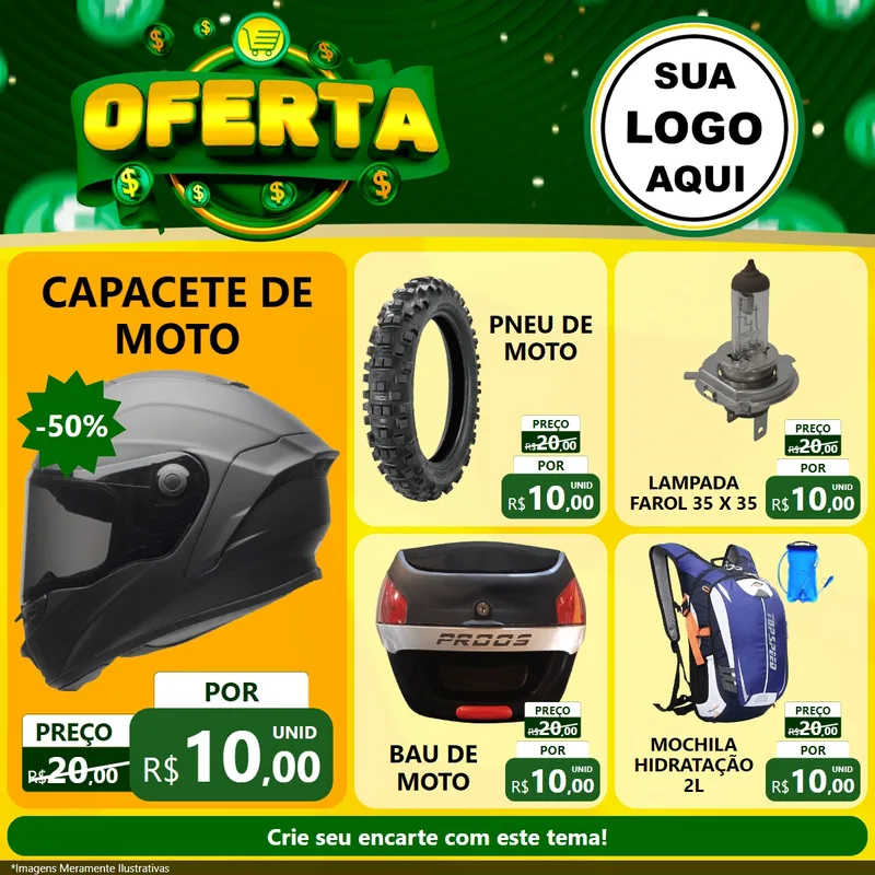 Modelo de Rede Social para Feed Facebook com o tema Oferta para Moto peças