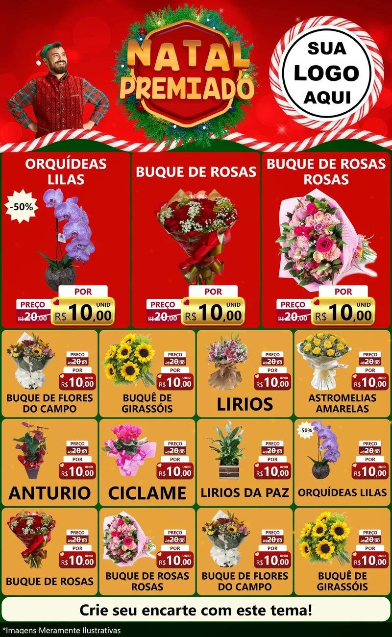 Modelo de Encarte para Encarte Grande com o tema Natal Premiado para Floricultura e jardim