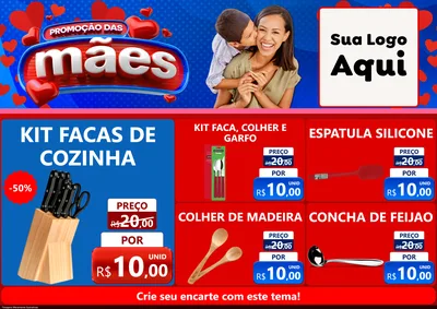 Modelo de Encarte para Encarte A4 Horizontal com o tema Promoção das Mães para Utilidades Domésticas