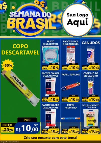 Modelo de Encarte para Encarte A4 Vertical com o tema Semana Do Brasil para Embalagens