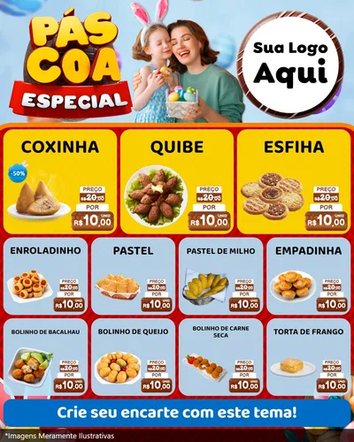 Modelo de Rede Social para Feed Instagram com o tema Páscoa Especial para Salgadaria