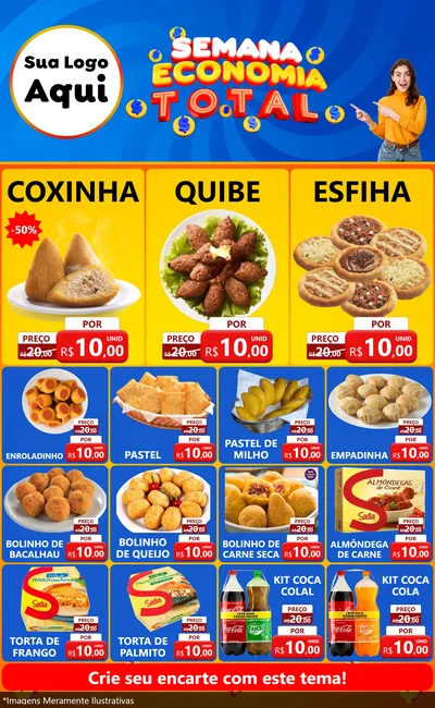 Modelo de Encarte para Encarte Grande com o tema Semana Economia Total para Salgadaria