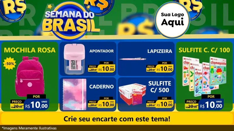 Modelo de TV para TV Horizontal com o tema Semana Do Brasil para Papelaria