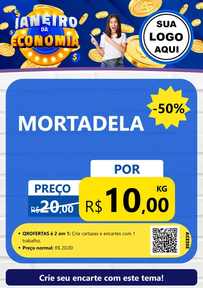 Modelo de Cartaz para Cartaz A4 Vertical com o tema Janeiro da Economia para Frios e Laticínios