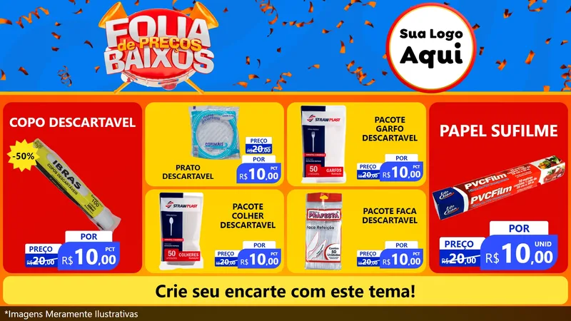 Modelo de TV para TV Horizontal com o tema Folia de Preços Baixos para Embalagens