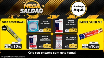 Modelo de TV para TV Horizontal com o tema Mega Saldão para Embalagens