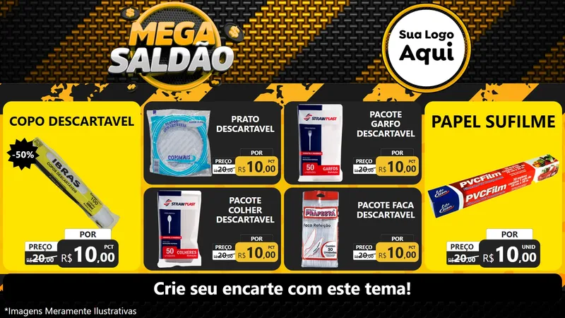 Modelo de TV para TV Horizontal com o tema Mega Saldão para Embalagens