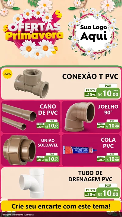 Modelo de TV para TV Vertical com o tema Ofertas de Primavera para Tubos e conexões