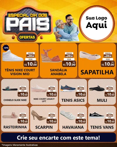 Modelo de Rede Social para Feed Instagram com o tema Especial Dia dos Pais para Calçados