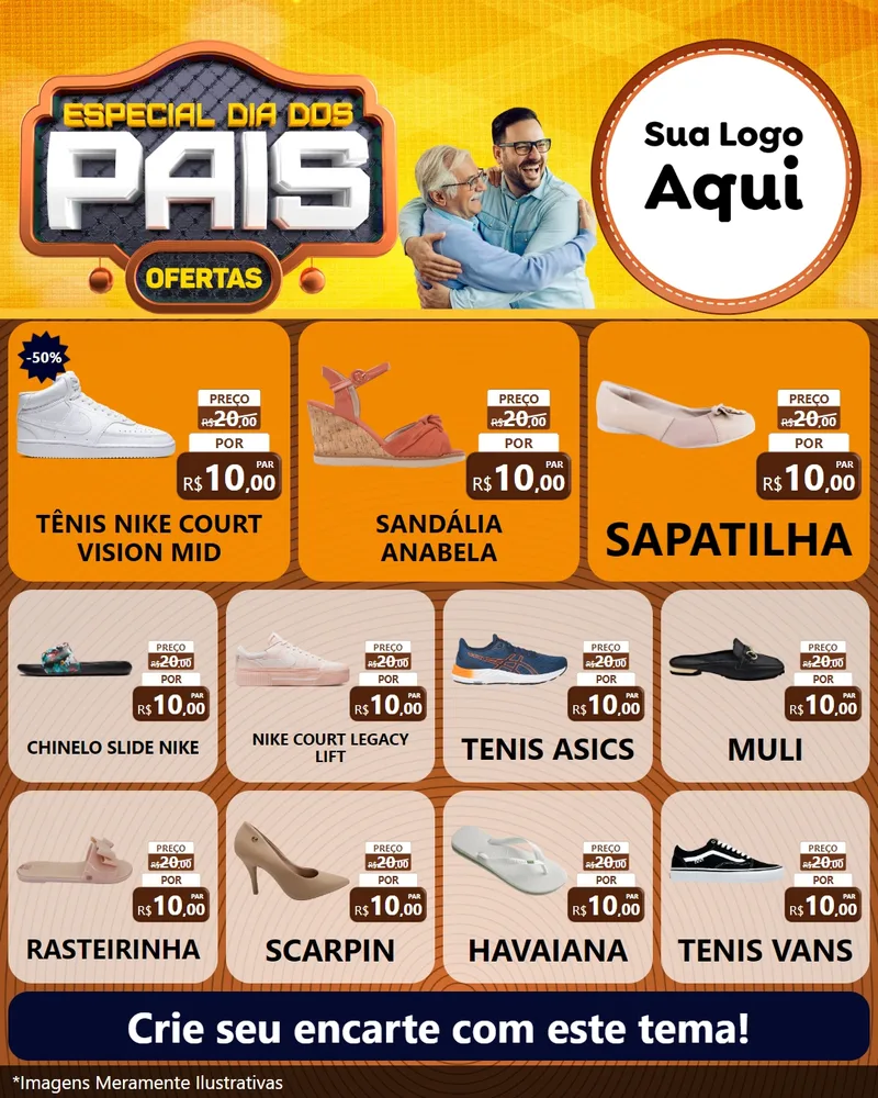 Modelo de Rede Social para Feed Instagram com o tema Especial Dia dos Pais para Calçados