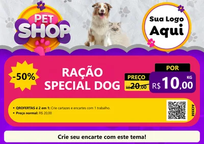 Modelo de Cartaz para Cartaz A4 Horizontal com o tema Pet Shop para Pet Shop