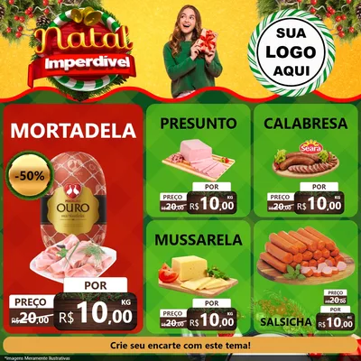 Modelo de Rede Social para Feed Facebook com o tema Natal Imperdível para Frios e Laticínios