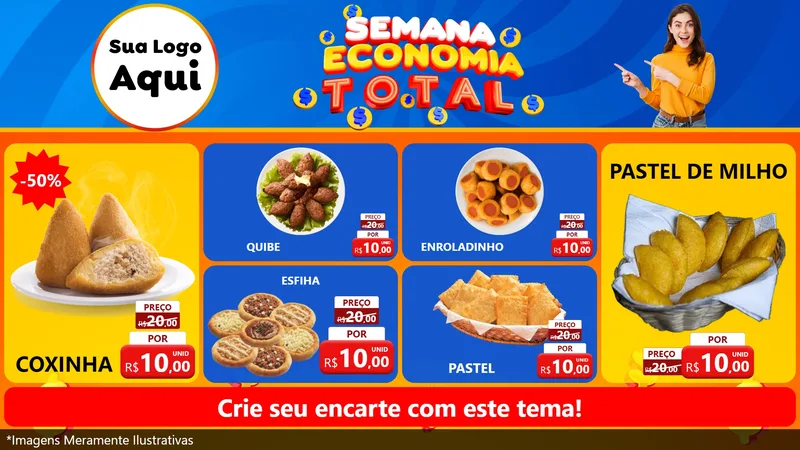 Modelo de TV para TV Horizontal com o tema Semana Economia Total para Salgadaria