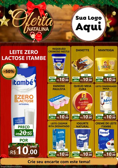 Modelo de Encarte para Encarte A4 Vertical com o tema Ofertas Natalina para Frios e Laticínios