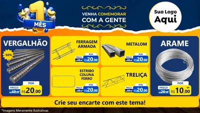 Modelo de TV para TV Horizontal com o tema Um Mês de Aniversário para Ferragens