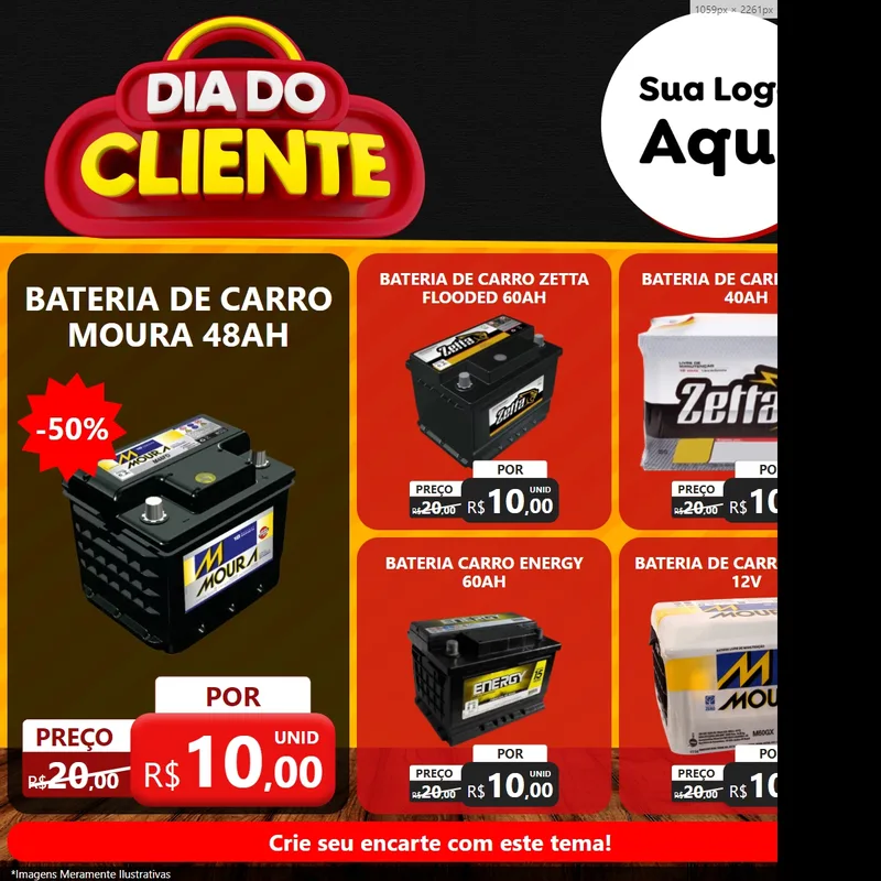 Modelo de Rede Social para Feed Facebook com o tema Dia do Cliente para Baterias Elétricas
