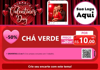 Modelo de Cartaz para Cartaz A4 Horizontal com o tema Valentine's Day para Produtos Naturais