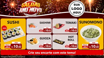 Modelo de TV para TV Horizontal com o tema Saldão de Ano Novo para Comida japonesa