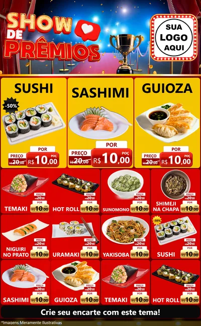 Modelo de Encarte para Encarte Grande com o tema Show de Prêmios para Comida japonesa