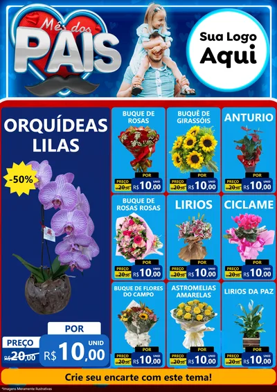 Modelo de Encarte para Encarte A4 Vertical com o tema Mês Dos Pais para Floricultura e jardim