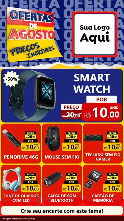 Modelo de Rede Social para Stories com o tema Ofertas de Agosto - Preços Incríveis para Informática