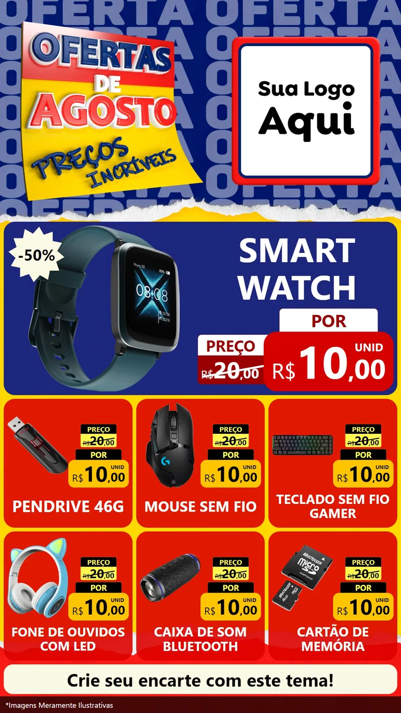 Modelo de Rede Social para Stories com o tema Ofertas de Agosto - Preços Incríveis para Informática