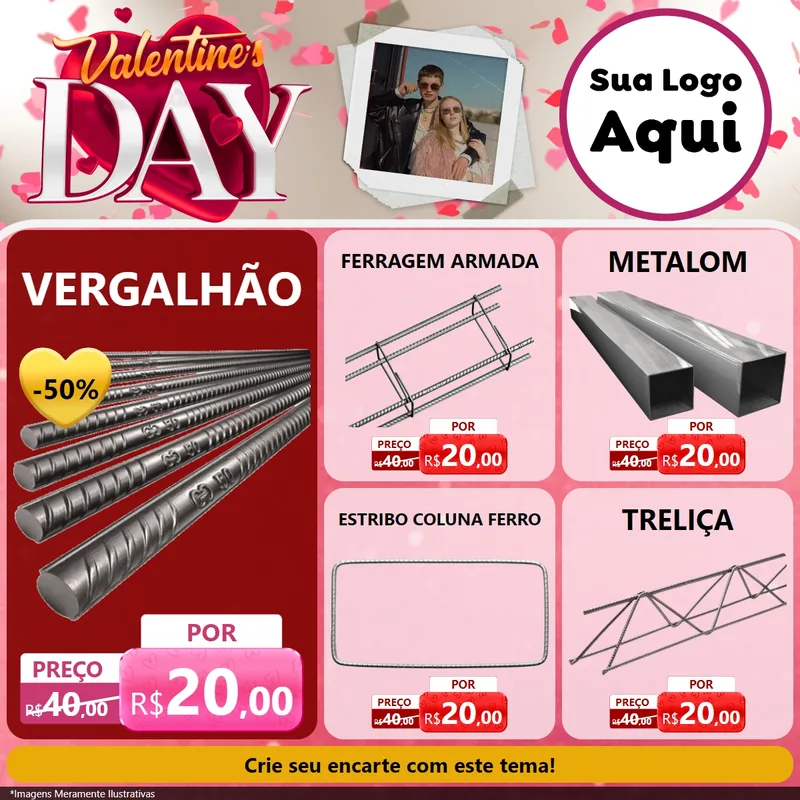 Modelo de Rede Social para Feed Facebook com o tema Valentine's Day para Ferragens