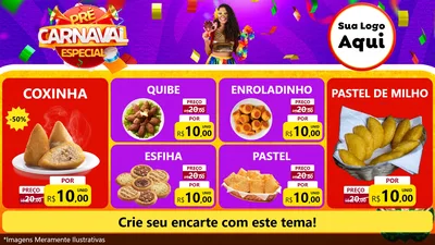 Modelo de TV para TV Horizontal com o tema Pré-Carnaval Especial para Salgadaria