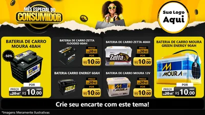 Modelo de TV para TV Horizontal com o tema Mês Especial do Consumidor para Baterias Elétricas