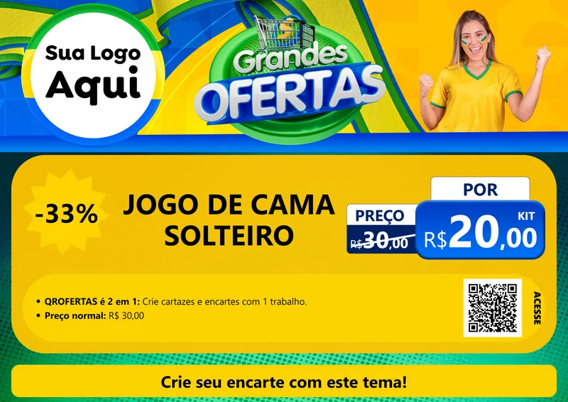 Modelo de Cartaz para Cartaz A4 Horizontal com o tema Grandes Ofertas para Cama, Mesa e Banho