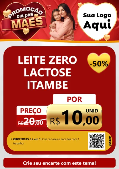 Modelo de Cartaz para Cartaz A4 Vertical com o tema Promoção Dia das Mães para Frios e Laticínios
