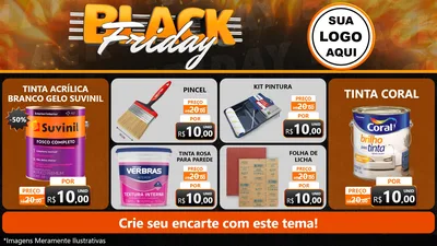 Modelo de TV para TV Horizontal com o tema Black Friday para Tintas e Ferramentas