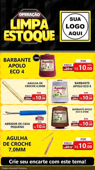 Modelo de TV para TV Vertical com o tema Operação Limpa Estoque para Armarinho e Aviamentos