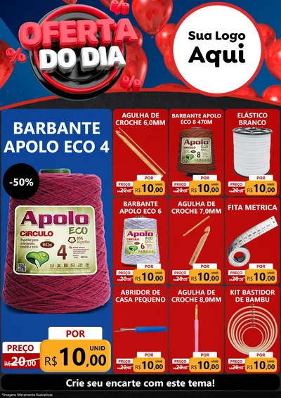 Modelo de Encarte para Encarte A4 Vertical com o tema Oferta do Dia para Armarinho e Aviamentos