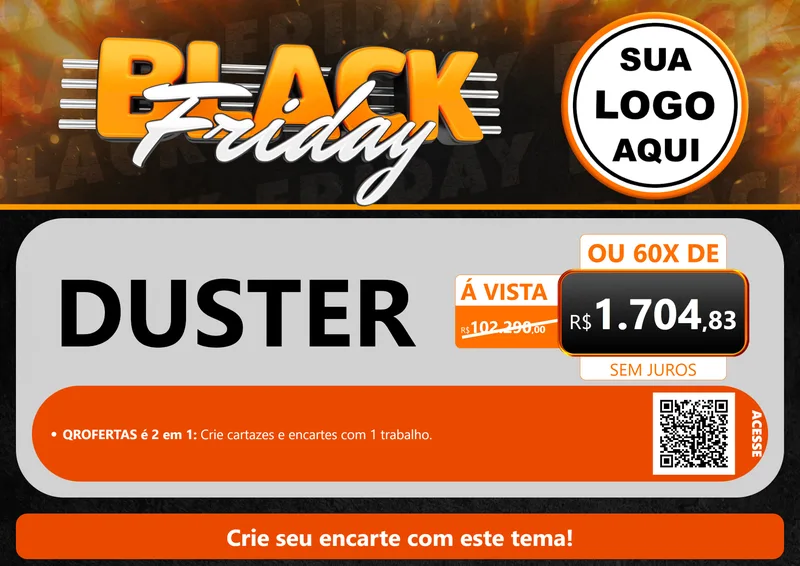Modelo de Cartaz para Cartaz A4 Horizontal com o tema Black Friday para Concessionaria de Carros
