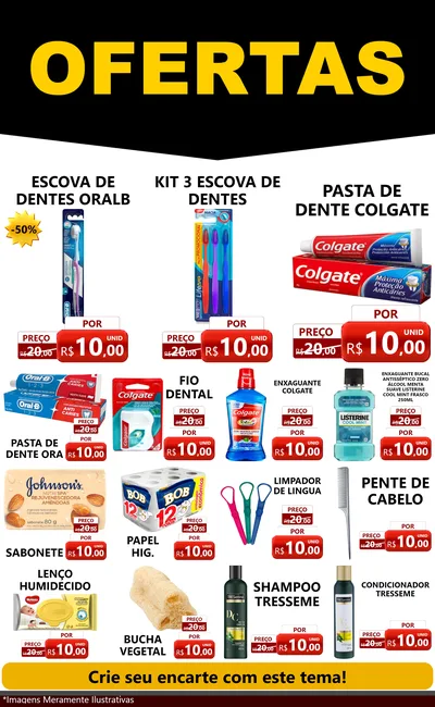 Modelo de Encarte para Encarte Grande com o tema Ofertas Preto e Vermelho Cartaz para Higiene Pessoal