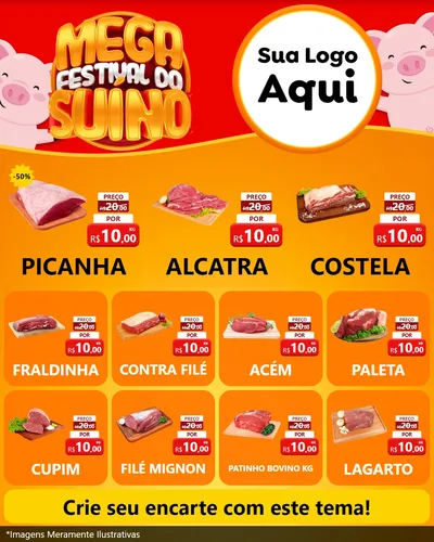 Modelo de Rede Social para Feed Instagram com o tema Mega Festival do Suíno para Açougue